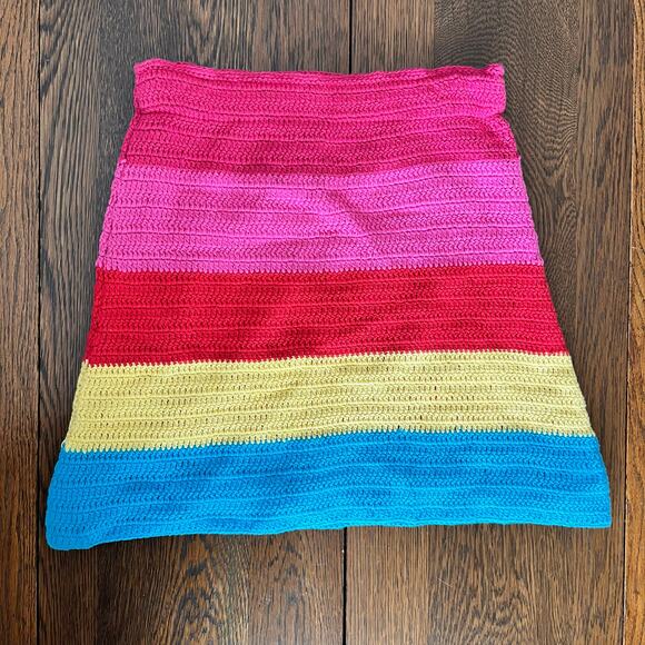 Crochet Multi-Colored Striped Skirt: Size Small - Picture 1 of 4